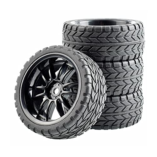 Clynex 4-teiliges ABS-Rad aus Gummireifen, for HSP, for HPI, 1.10 On-Road Car Racing RC-Autoreifen(Black Wheel) von Clynex