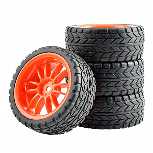 Clynex 4-teiliges ABS-Rad aus Gummireifen, for HSP, for HPI, 1.10 On-Road Car Racing RC-Autoreifen(Red Wheel) von Clynex