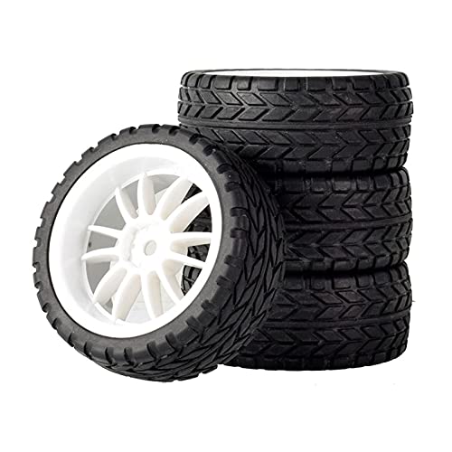 Clynex 4-teiliges ABS-Rad aus Gummireifen, for HSP, for HPI, 1.10 On-Road Car Racing RC-Autoreifen(White Wheel) von Clynex