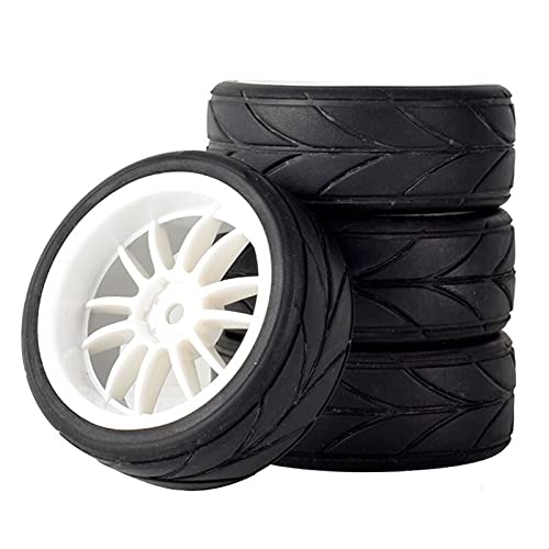 Clynex 4-teiliges Grip-Reifen-Einsatzschwammrad, for HSP Racing, 1/10 1.10 On-Road-Auto RC-Autoreifen(White Wheel) von Clynex
