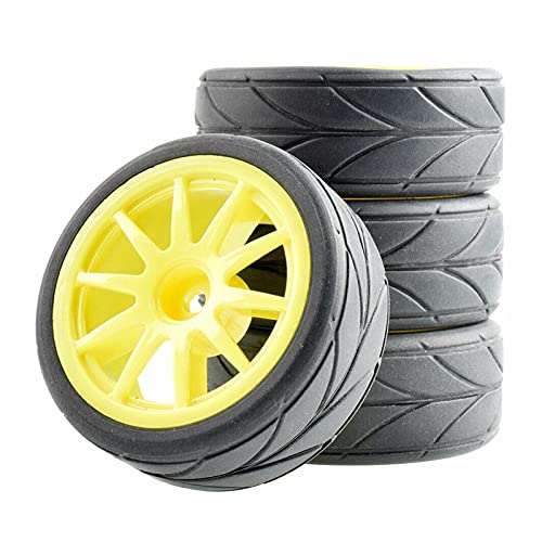 Clynex 4P Grip-Reifen, Schwammrad einsetzen, for HSP Racing, 1/10 1.10 On-Road-Auto RC-Autoreifen(Yellow Wheel) von Clynex