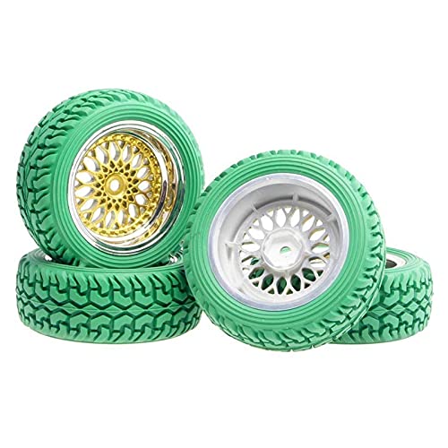 Clynex Beschichtung Rad Offset 6mm Rally Reifen 1,16 On-Road Rally Auto RC-Autoreifen(Green) von Clynex