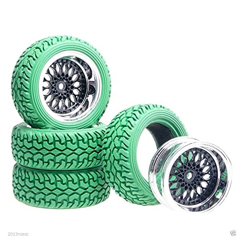 Clynex Beschichtung Rad Offset 9mm Rally Reifen 1,16 On-Road Rally Auto RC-Autoreifen(Green) von Clynex