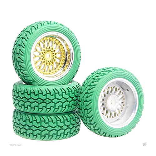 Clynex Beschichtung Radversatz 3mm Rallyereifen 1:16 On-Road Rallyeauto RC-Autoreifen(Green) von Clynex