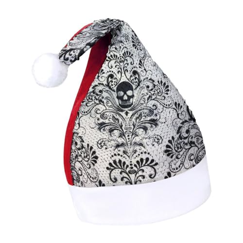 Cmagnifico Pailletten-Weihnachtsmütze für Erwachsene, Gothic-Totenkopf-Damast, gruseliger Halloween-Hut für verschiedene Feiertagspartys Cmagnifico Pailletten-Weihnachtsmütze für Erwachsene, Gothic-Totenkopf-Damast, gruseliger Halloween-Hut für verschiedene Feiertagspartys von Cmagnifico