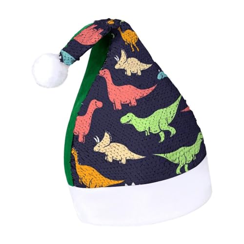 Cmagnifico Pailletten-Weihnachtsmütze für Erwachsene, Monster-Dinosaurier-Hut für verschiedene Feiertagspartys von Cmagnifico