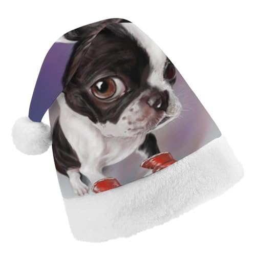 Cmagnifico Weihnachtsmütze, Box-Hut, Boston Terrier, für verschiedene Feiertagspartys von Cmagnifico