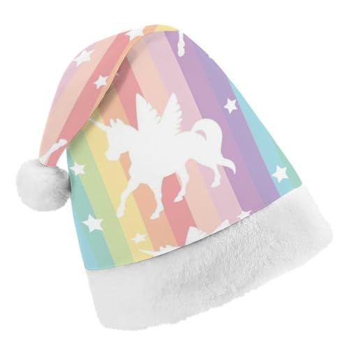 Cmagnifico Weihnachtsmütze, Einhorn-Muster, Regenbogen-Hut für verschiedene Feiertagspartys von Cmagnifico