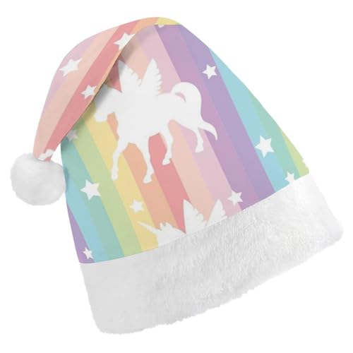 Cmagnifico Weihnachtsmütze, Einhorn-Muster, Regenbogen-Hut für verschiedene Feiertagspartys von Cmagnifico