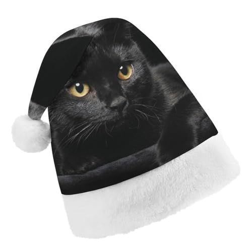 Cmagnifico Weihnachtsmütze, Katzenmuster, schwarzer Katzenhut für verschiedene Feiertagspartys von Cmagnifico