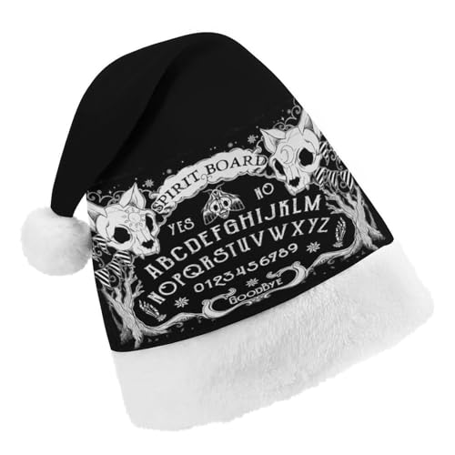 Cmagnifico Weihnachtsmütze, Katzenschädelkopf, Hexenbrett, schwarz, Gothic-Hut für verschiedene Feiertagspartys von Cmagnifico