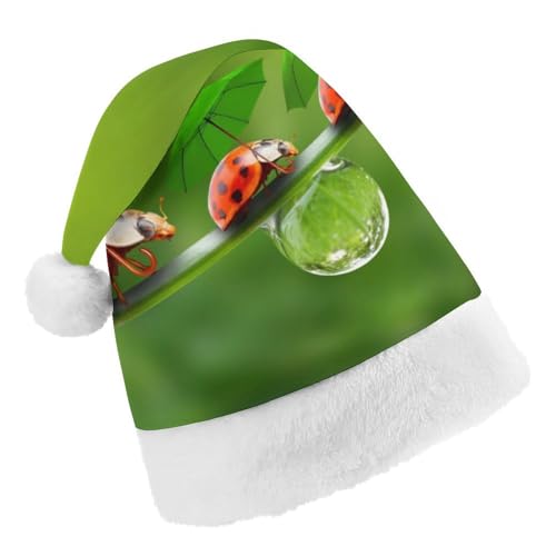 Cmagnifico Weihnachtsmütze, Marienkäfer-Marienkäfer, grüne Landschaft, Hut für verschiedene Feiertagspartys von Cmagnifico