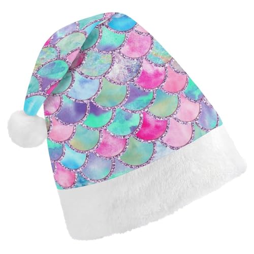 Cmagnifico Weihnachtsmütze, Regenbogen-Aquarell-Schuppen von Meerjungfrauenhut für verschiedene Feiertagspartys von Cmagnifico
