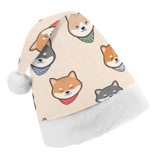 Cmagnifico Weihnachtsmütze, Shiba Inu Hund Muster Hut für verschiedene Feiertagsfeiern von Cmagnifico