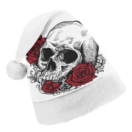 Cmagnifico Weihnachtsmütze, Totenkopf mit Rosen, Hut für verschiedene Feiertagspartys von Cmagnifico