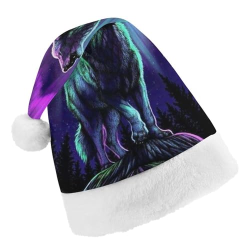 Cmagnifico Weihnachtsmütze, Wölfe heulen in den Nordlichtern Hut für verschiedene Feiertagsfeiern von Cmagnifico
