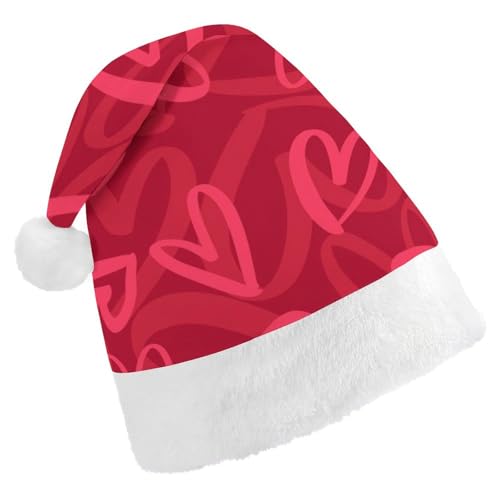 Cmagnifico Weihnachtsmütze, bedeckt mit roten Herzen, für verschiedene Feiertagspartys von Cmagnifico