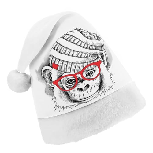 Cmagnifico Weihnachtsmütze, niedlicher Affe mit Brille, Hut für verschiedene Feiertagspartys von Cmagnifico