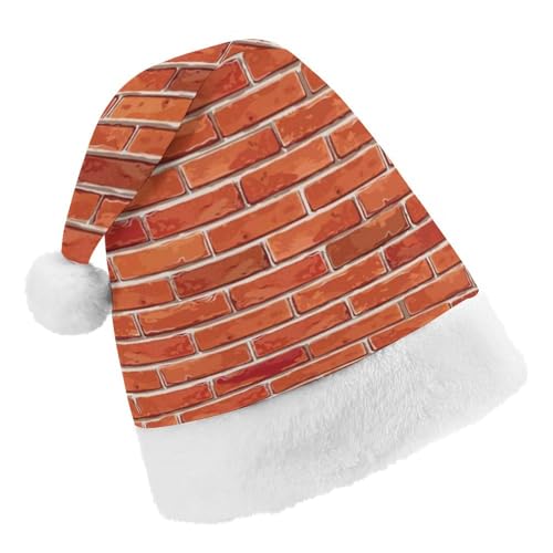 Cmagnifico Weihnachtsmütze, rote Ziegelmauer-Textur, Hut für verschiedene Feiertagspartys von Cmagnifico