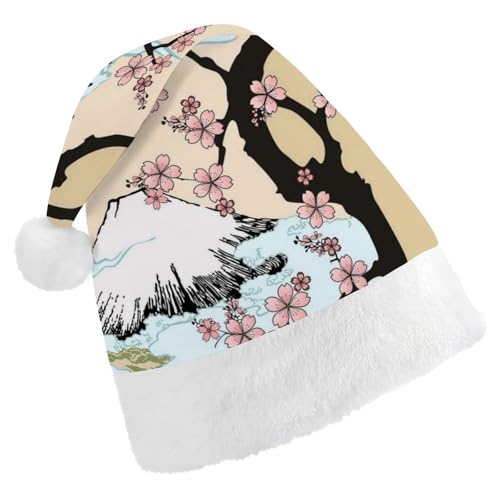 Cmagnifico Weihnachtsmütze für Erwachsene, Fuji-Berg-Kirschbaum in Japan, Hut für verschiedene Feiertagspartys von Cmagnifico