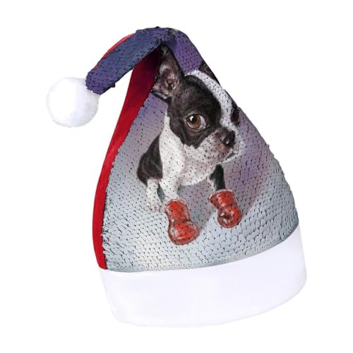 Cmagnifico Weihnachtsmütze mit Pailletten für Erwachsene, Box-Hut Boston Terrier für verschiedene Feiertagsfeiern Cmagnifico Weihnachtsmütze mit Pailletten für Erwachsene, Box-Hut Boston Terrier für verschiedene Feiertagsfeiern von Cmagnifico