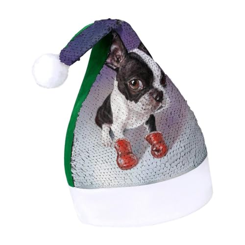 Cmagnifico Weihnachtsmütze mit Pailletten für Erwachsene, Box-Hut Boston Terrier für verschiedene Feiertagsfeiern Cmagnifico Weihnachtsmütze mit Pailletten für Erwachsene, Box-Hut Boston Terrier für verschiedene Feiertagsfeiern von Cmagnifico