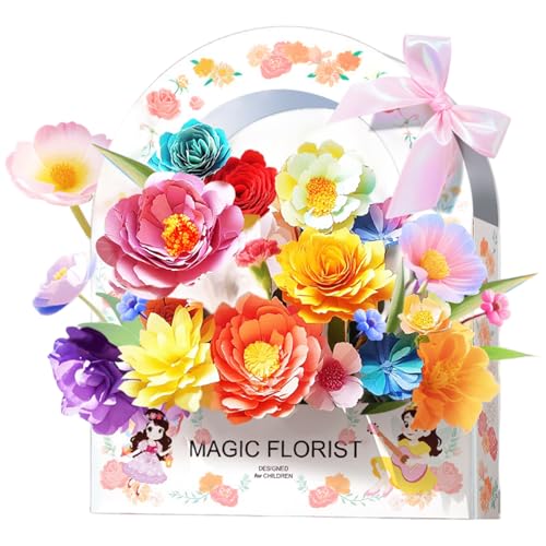 1 Set Paper Flower Science Kit, farbenfrohe Bloom Joy Magical Flower Making Kit für Kinder, Lernen und pädagogische DIY -Kunstgeschenke für Kinder, Papierblumen von Cndiyald