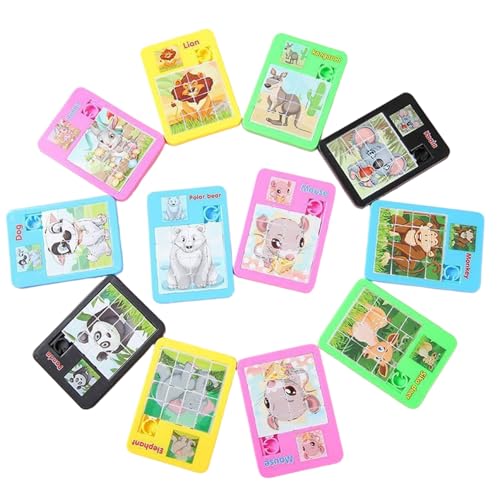 10pcs Slide-Puzzle, 16-Grid-Niedliche tragbare mini-Tierrätsel, sicheres reibungsloses Bildungsspielzeug für Mädchen, Jungen, Mini-Rätsel von Cndiyald