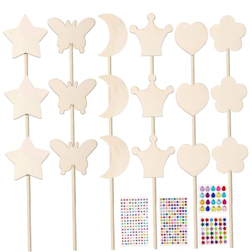 18pcs/Set Feenstab, unvollendete hölzerne Prinzessin -Zauberstab mit Aufklebern, Märchen -Geburtstagsfeierdekorationen, Partyhandwerk für Mädchen, Prinzessin von Cndiyald