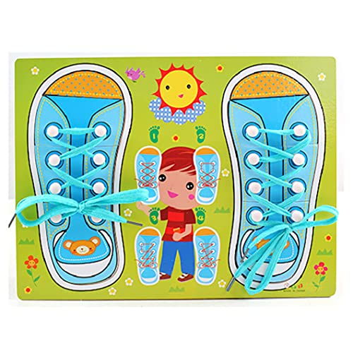 1pc Kinder Holzschuh Spitzenschnürung Sneaker -Board Lernen, eine Schuh -Bildungslernpraxis für Kinder im Alter von 3 und up (blau) Puzzleschuhen zu binden von Cndiyald