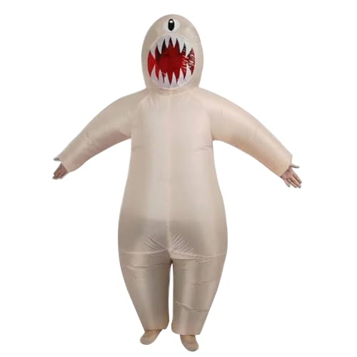 Aufblasbare Halloween -Kostüme Erwachsener Kostüm mit einem Auge und Haifischzähne Muster Kostüme mit einem Gebläse für Halloween -Cosplay -Kleid Kostüme Keine Batterien Kostüme von Cndiyald