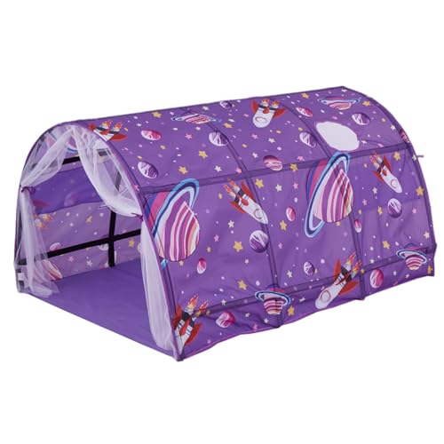 Bettzelt 55x39.4x31.5in Oxford Stoff Safe & Fun Planet thematik in voller Größe Bett Zelt tragbare Kinder Spielen Tunnel mit Netzvorhang für Innenhaus, Kinder im Innenbereich von Cndiyald