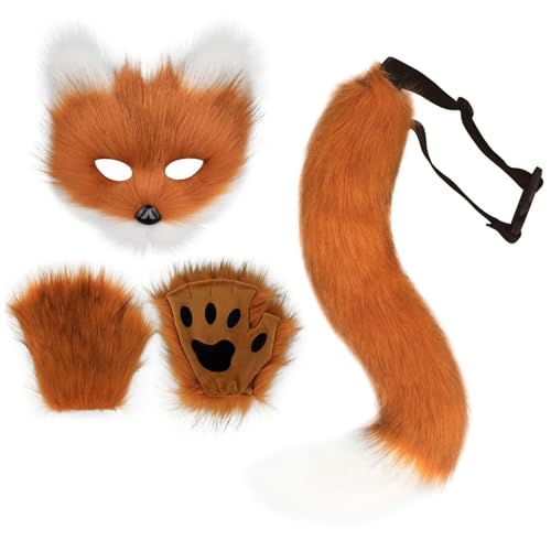 Cndiyald 1 Set Fox -Kostüm, niedliche weiche Flauschige Faux -Pelzkostüm -Set mit Fuchsohren, Schwanz und Fäustlingen für Cosplay -Halloween -Party, pelzig Cndiyald 1 Set Fox -Kostüm, niedliche weiche Flauschige Faux -Pelzkostüm -Set mit Fuchsohren, Schwanz und Fäustlingen für Cosplay -Halloween -Party, pelzig von Cndiyald