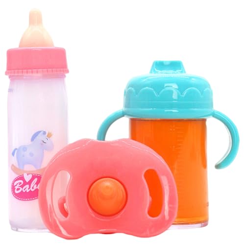 Cndiyald 3pcs Babypuppenflaschen mit Schnuller, süße Magie -Babypuppenflaschen mit verschwundenem Milch oder Saft, lustige Simulation Puppenzubehör für Kindergeschenk, Spielzeug für Puppen Cndiyald 3pcs Babypuppenflaschen mit Schnuller, süße Magie -Babypuppenflaschen mit verschwundenem Milch oder Saft, lustige Simulation Puppenzubehör für Kindergeschenk, Spielzeug für Puppen von Cndiyald