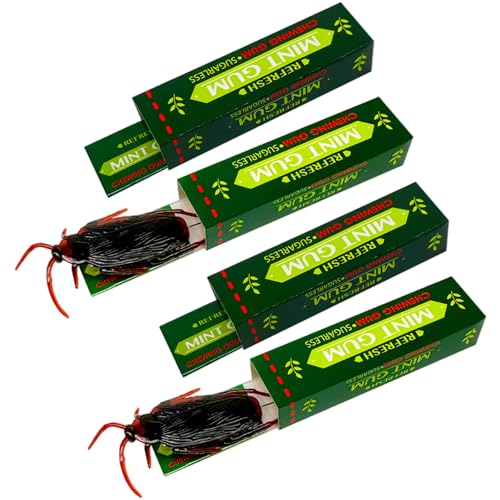 Cndiyald 4pcs Streichgummi lustige realistische falsche Kakerlaken Schock Kaugummi Praktischer Witz mit paketschockendem Streichspielzeug für Halloween Fool's Day Party -Gefälligkeiten, schockierende von Cndiyald
