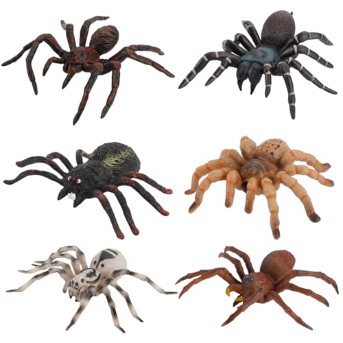 Cndiyald 6pcs realistische Tierfiguren, Spinnen -Tarantula -Spielzeugfigurmodelle, pädagogisches Lernen realistischer Spinnen für Jungen und Mädchen, Halloween Streichprops -Partyzubehör von Cndiyald