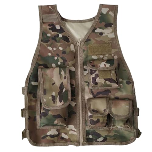 Cndiyald Armee-Kostüm für Kinder, 600D Camouflage Kinderweste mit Paketen, Camouflage Cargo Weste, Kinderspielweste Small von Cndiyald
