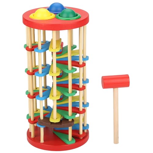 Cndiyald Ball Drop -Spielzeug, Holzball -Tropfen -Turm mit wirbelnden Rampen, Hammer- und 3 Bällen, pädagogischem Montessori -Geschenkspielzeug für Babys Kleinkinder 3 Jahre alt, Turm Cndiyald Ball Drop -Spielzeug, Holzball -Tropfen -Turm mit wirbelnden Rampen, Hammer- und 3 Bällen, pädagogischem Montessori -Geschenkspielzeug für Babys Kleinkinder 3 Jahre alt, Turm von Cndiyald