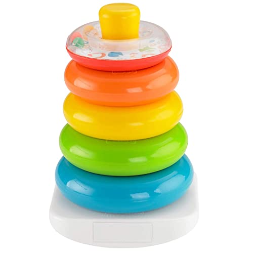 Cndiyald Brillante Grundlagen Rock-a-Stack Rainbow Stacker Classic Toy Spielzeug Glatte Ringe Entwicklungsspielzeug für Kind 1Set Tumbler von Cndiyald