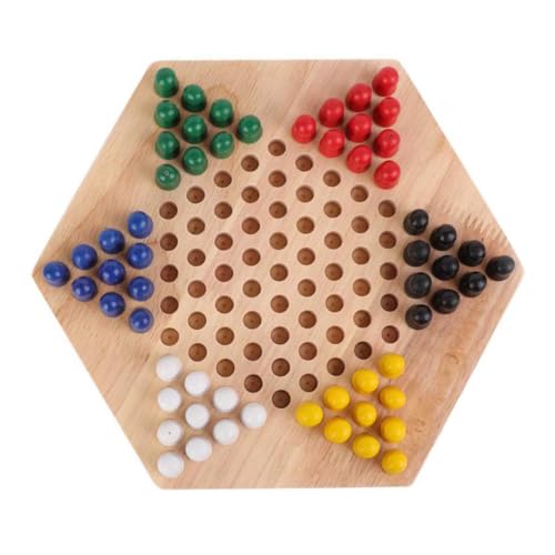 Cndiyald Chinesische Checkers Brettspiel traditionelle hölzerne Hexagon Tischstrategie Familie Kinder Erwachsene frühe Bildungsprüfer von Cndiyald