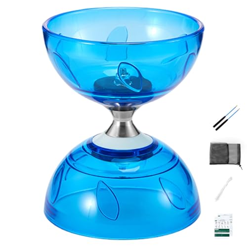 Cndiyald Diabolo Chinese Yoyo Set tragbares blaues großes Dreifachlager -Diabolo -Yoyo mit Spielstock, String und Net -Bag -Execrising -Trainingsspielzeug von Cndiyald