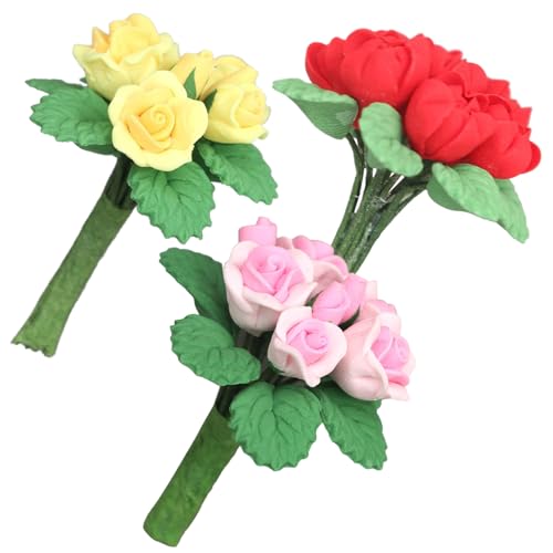 Cndiyald Dollhouse Blumen 3pcs Harz Rosen Miniaturblumen für Handwerk, künstliche winzige Miniaturanlagen für Puppenhaus, Miniaturblumen Cndiyald Dollhouse Blumen 3pcs Harz Rosen Miniaturblumen für Handwerk, künstliche winzige Miniaturanlagen für Puppenhaus, Miniaturblumen von Cndiyald