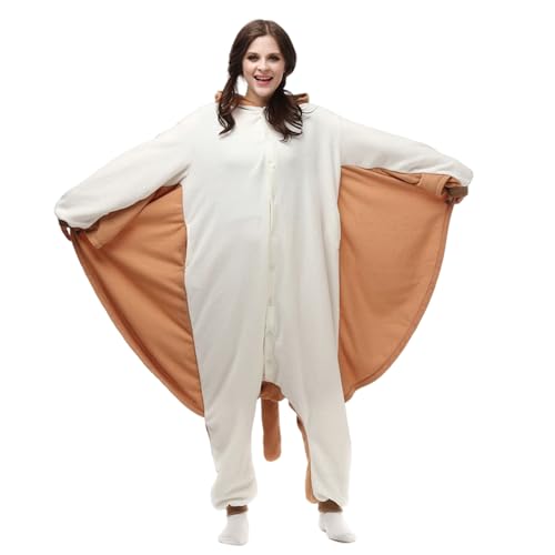 Cndiyald Erwachsene Onesie Schlafanzug, Fliegende Eichhörnchen Onesie, Cartoon Kinder Tier, Tierkostüm Schlafanzug M von Cndiyald