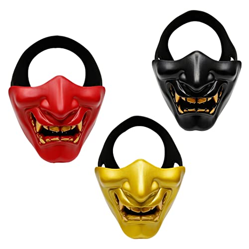 Cndiyald Evil Halb Face Mask Demon Lower Face Protective Maske TPU Golden für Airsoft CS Game Halloween Party Black Protective Cover von Cndiyald
