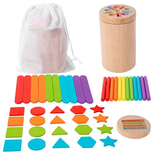 Cndiyald Farbsortiers sensorisches Spielzeug, 3-in-1-Form ＆ Farbsortierspielzeug, hölzern mit magnetischem Deckel, Bildungsmontessori, Stil 2 von Cndiyald