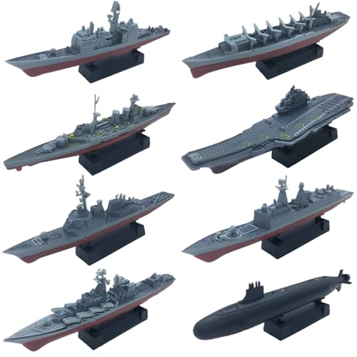 Cndiyald Flugzeug für Flugzeugträger, 8pcs 3D Schlachtschiff Spielzeug, Plastik -U -Boot -Modell für Kinder, Kampfschiff -Armeespielzeug von Cndiyald