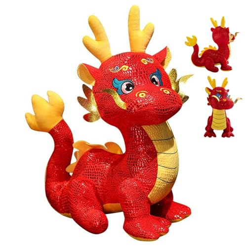 Cndiyald Gefüllte Drachen 3D 2024 Chinesisches Neujahr Dragon 11,8in Height Red Decorative Dragon Stofftier für Geburtstagsgeschenke Weihnachtsfeier Stofftiere Teddybären von Cndiyald