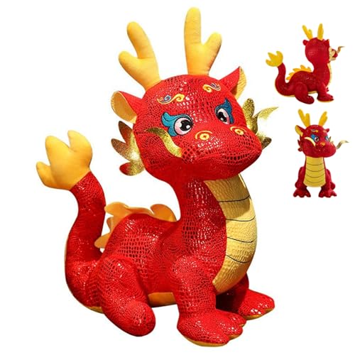 Cndiyald Gefüllte Drachen 3D 2024 Chinesisches Neujahr Dragon 16,5 Zoll Höhe Red Decorative Dragon Stofftier für Geburtstagsgeschenke Weihnachtsfeier Stofftiere Teddybären von Cndiyald