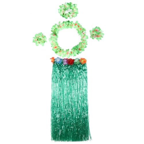 Cndiyald Grasrock, grüner Plastik -Hula -Rock mit elastischer Taille, hawaiianisches tropisches Kostüm, Blumenkostüm Set für Tanzparty von Cndiyald