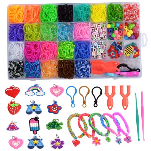 Cndiyald Gummibänder -Armband -Kit, farbenfrohe Perlen für Anfänger, Gummibänder Nachfüll -Kit mit Aufbewahrungsbox für Kinder Cndiyald Gummibänder -Armband -Kit, farbenfrohe Perlen für Anfänger, Gummibänder Nachfüll -Kit mit Aufbewahrungsbox für Kinder von Cndiyald